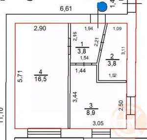 1-к квартира, вторичка, 33м2, 9/9 этаж