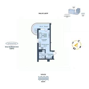 Студия квартира, вторичка, 30м2, 7/12 этаж