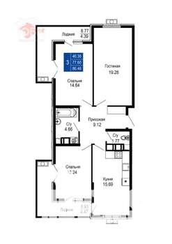 3-к квартира, вторичка, 86м2, 11/14 этаж