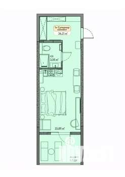 Студия квартира, вторичка, 29м2, 9/9 этаж