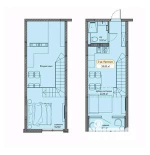 Студия квартира, вторичка, 39м2, 9/9 этаж