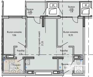 2-к квартира, вторичка, 63м2, 8/9 этаж