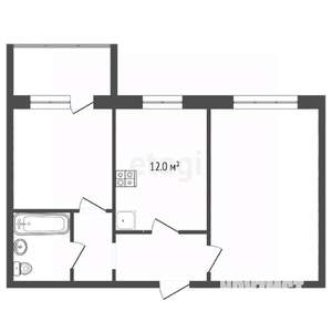 2-к квартира, вторичка, 51м2, 2/2 этаж