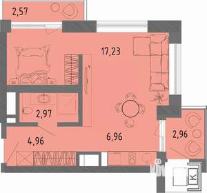 Студия квартира, вторичка, 34м2, 10/16 этаж