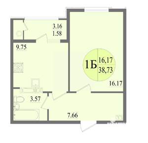 1-к квартира, вторичка, 39м2, 1/8 этаж