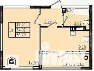 1-к квартира, вторичка, 37м2, 6/8 этаж