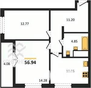2-к квартира, вторичка, 57м2, 7/8 этаж