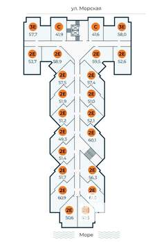 Студия квартира, строящийся дом, 42м2, 2/7 этаж