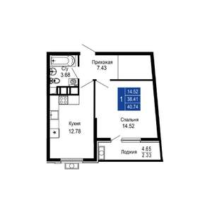 1-к квартира, вторичка, 41м2, 13/14 этаж