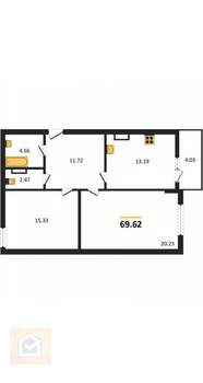 2-к квартира, вторичка, 62м2, 2/8 этаж