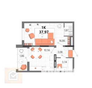 1-к квартира, вторичка, 40м2, 8/13 этаж