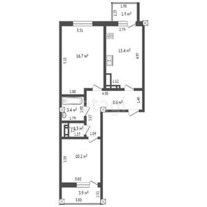 2-к квартира, вторичка, 53м2, 2/10 этаж