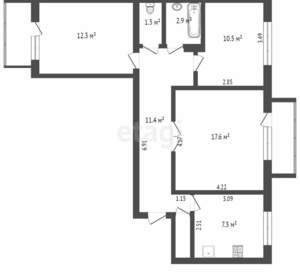 3-к квартира, вторичка, 67м2, 6/9 этаж