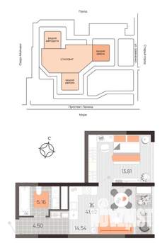 1-к квартира, вторичка, 42м2, 13/21 этаж