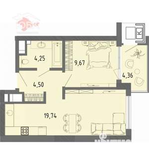 1-к квартира, вторичка, 39м2, 3/16 этаж
