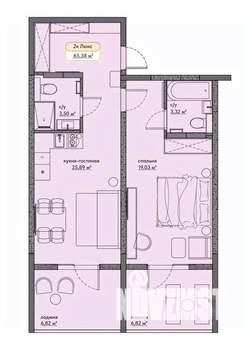 Студия квартира, вторичка, 65м2, 7/9 этаж