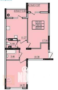 2-к квартира, вторичка, 63м2, 4/8 этаж