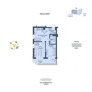 2-к квартира, вторичка, 51м2, 1/12 этаж