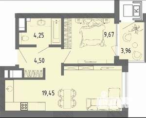 1-к квартира, вторичка, 39м2, 7/16 этаж