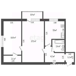 2-к квартира, вторичка, 45м2, 2/5 этаж