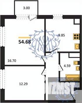 2-к квартира, вторичка, 55м2, 2/4 этаж