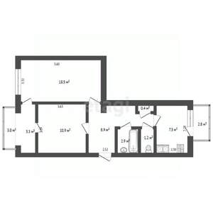 2-к квартира, вторичка, 50м2, 1/5 этаж
