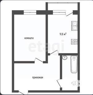 1-к квартира, вторичка, 37м2, 8/8 этаж