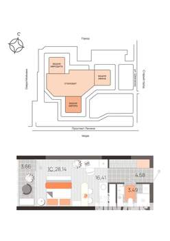 Студия квартира, вторичка, 28м2, 16/21 этаж