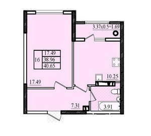 1-к квартира, вторичка, 41м2, 2/8 этаж