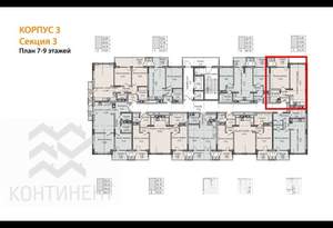 1-к квартира, вторичка, 45м2, 9/9 этаж