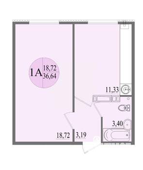 1-к квартира, вторичка, 37м2, 1/8 этаж