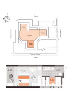 Студия квартира, вторичка, 28м2, 16/21 этаж