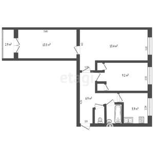 3-к квартира, вторичка, 58м2, 1/5 этаж