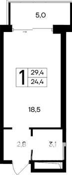 1-к квартира, строящийся дом, 29м2, 4/12 этаж