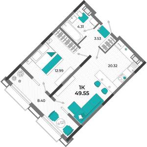 1-к квартира, вторичка, 50м2, 3/13 этаж