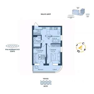 2-к квартира, вторичка, 51м2, 2/12 этаж