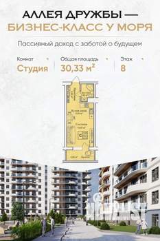 Студия квартира, вторичка, 30м2, 8/12 этаж