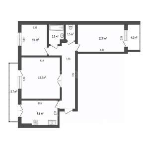 3-к квартира, вторичка, 66м2, 6/9 этаж