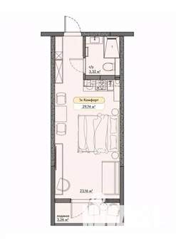 Студия квартира, вторичка, 30м2, 2/9 этаж