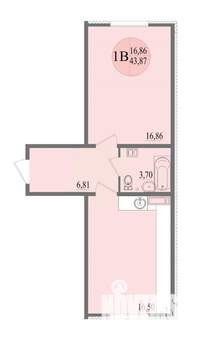 1-к квартира, вторичка, 44м2, 1/8 этаж