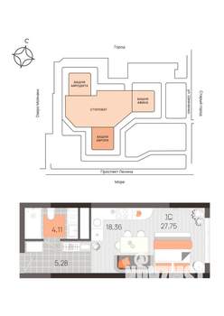 Студия квартира, вторичка, 28м2, 16/21 этаж