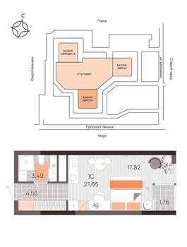 Студия квартира, вторичка, 28м2, 14/21 этаж