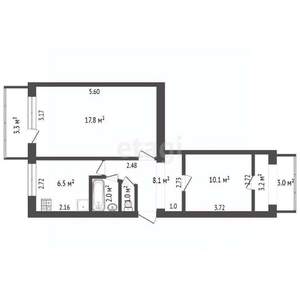 2-к квартира, вторичка, 46м2, 4/5 этаж