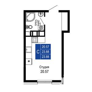 Студия квартира, вторичка, 24м2, 1/14 этаж