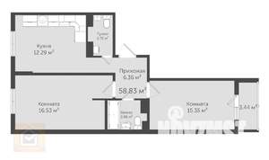 2-к квартира, вторичка, 59м2, 4/6 этаж