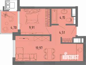 1-к квартира, вторичка, 40м2, 6/16 этаж