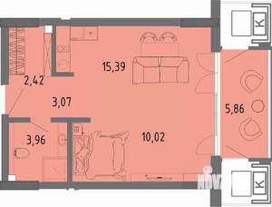 Студия квартира, вторичка, 37м2, 2/16 этаж