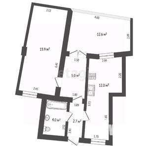 2-к квартира, вторичка, 35м2, 1/1 этаж