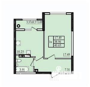 1-к квартира, вторичка, 41м2, 8/8 этаж
