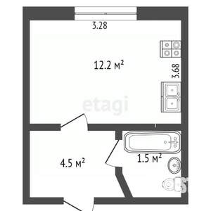 1-к квартира, вторичка, 18м2, 2/5 этаж